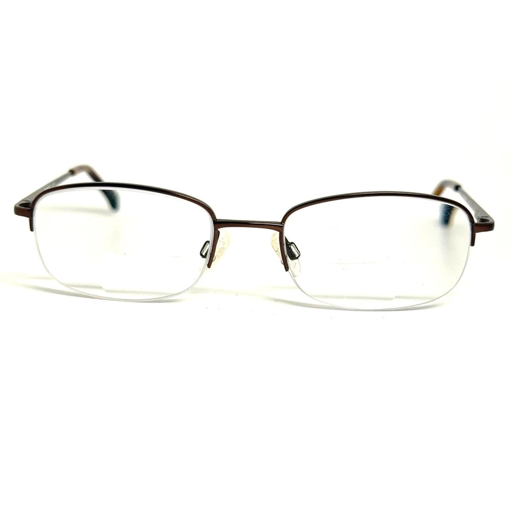 Zyloware C.183 Brown Metal Semi Rimless Rectangular Eyeglasses Frames 52-19-140